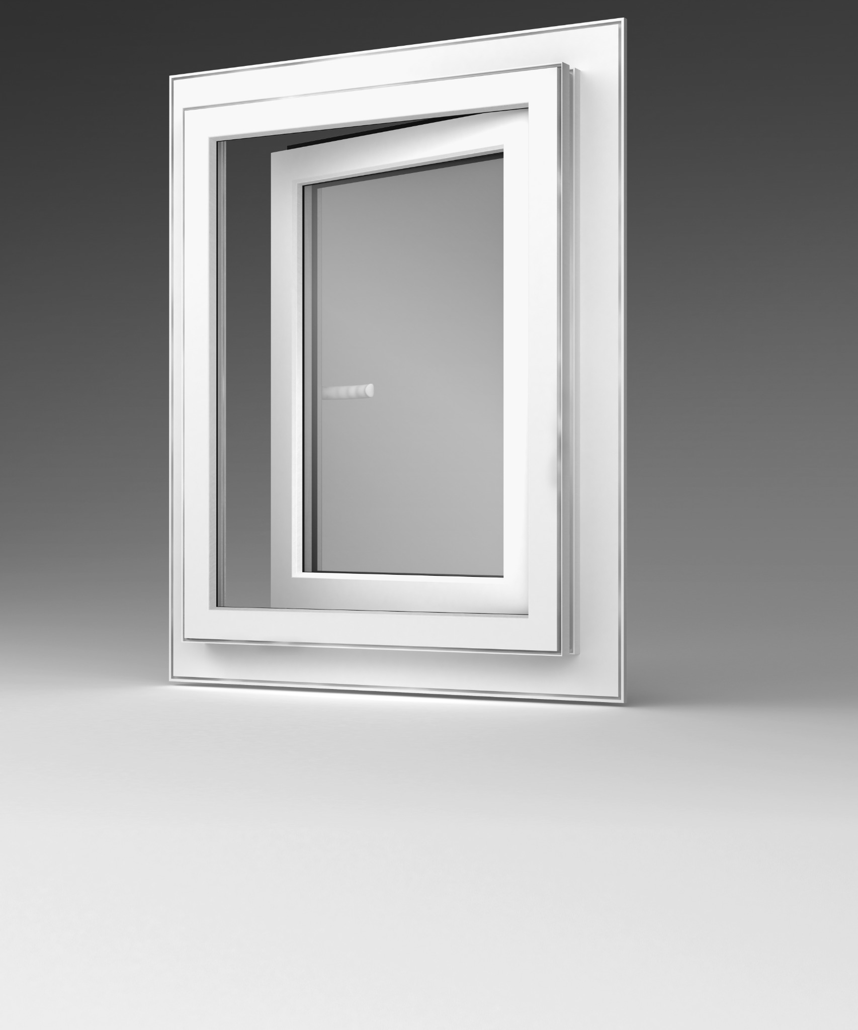 Oryginalny render okna Roofex Reno z szeroką opaską renowacyjną